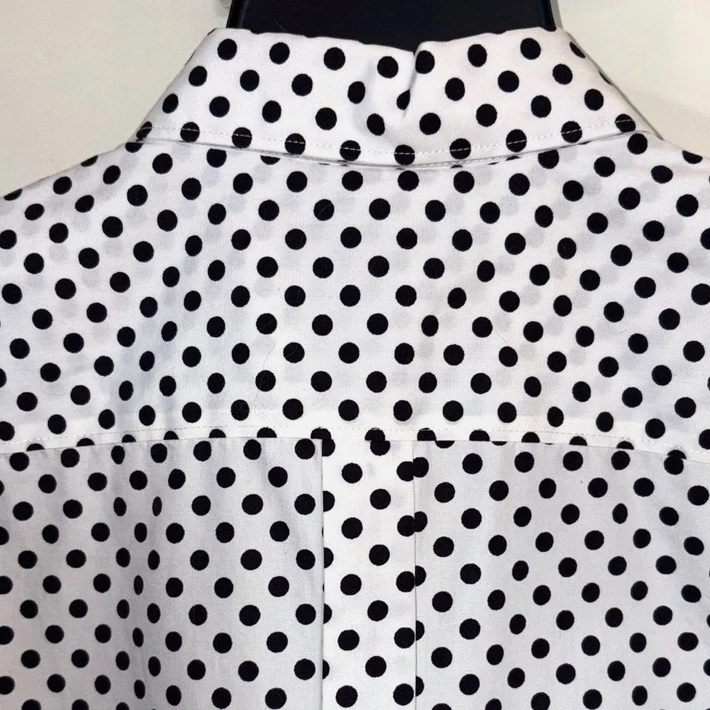 Lands’ End Sleeveless Polka Dot Button Front Blouse Black White Top Size 18P - Picture 5 of 9